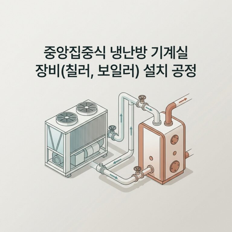 중앙집중식 냉난방 기계실 장비(칠러, 보일러) 설치 공정