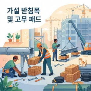 가설 받침목 및 고무 패드