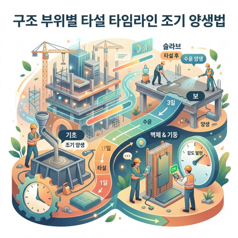 구조 부위별 타설 타임라인 조기 양생법