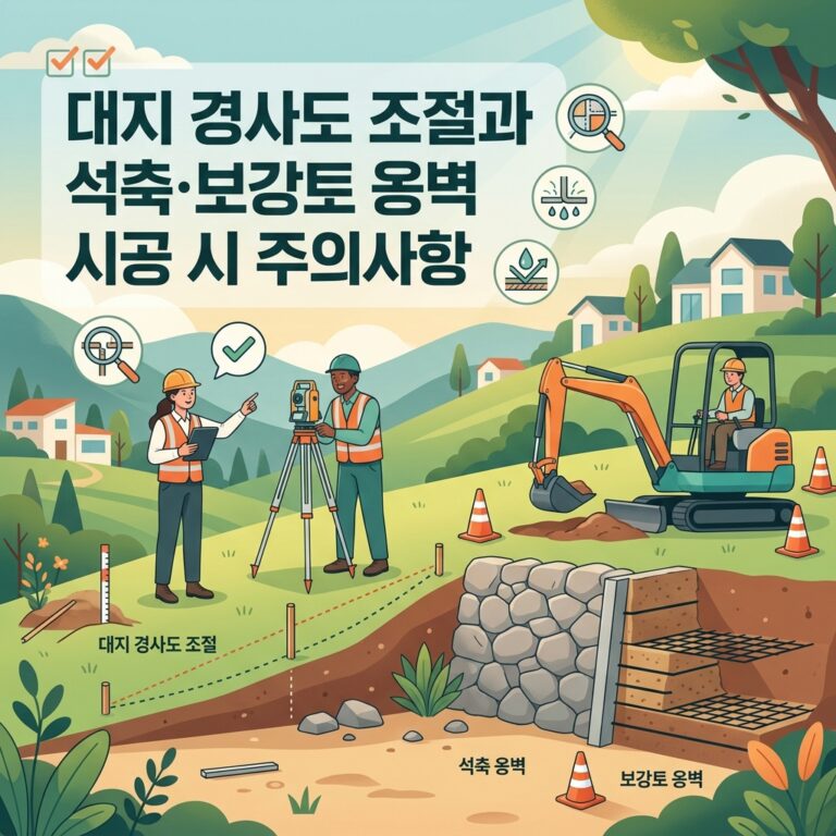 대지 경사도 조절과 석축·보강토 옹벽 시공 시 주의사항