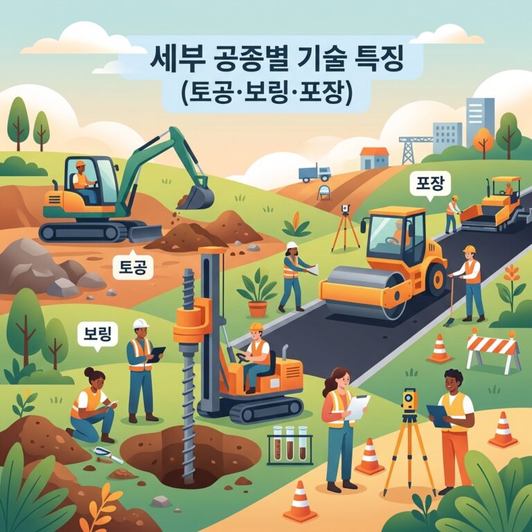 세부 공종별 기술 특징 (토공·보링·포장)