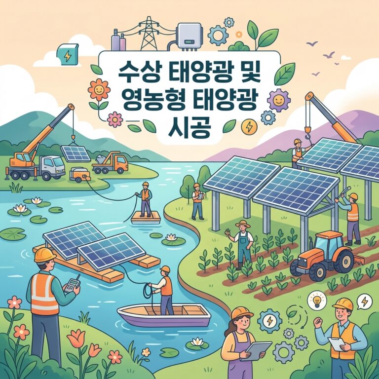수상 태양광 및 영농형 태양광 시공