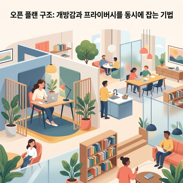 오픈 플랜 구조: 개방감과 프라이버시를 동시에 잡는 기법