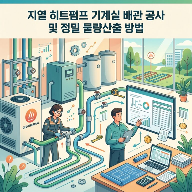 지열 히트펌프 기계실 배관 공사 및 정밀 물량산출 방법