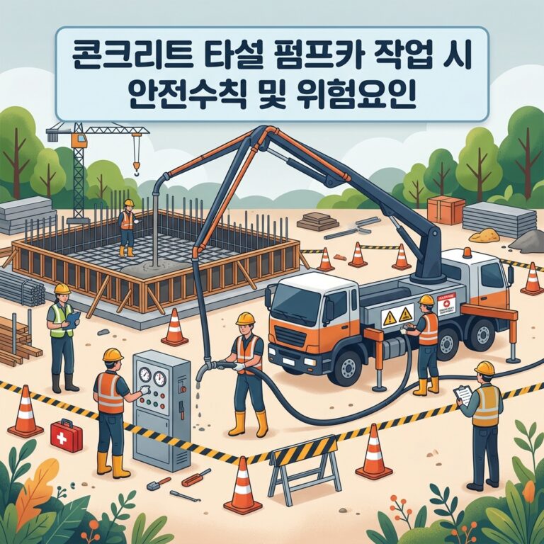 콘크리트 타설 펌프카 작업 시 안전수칙 및 위험요인