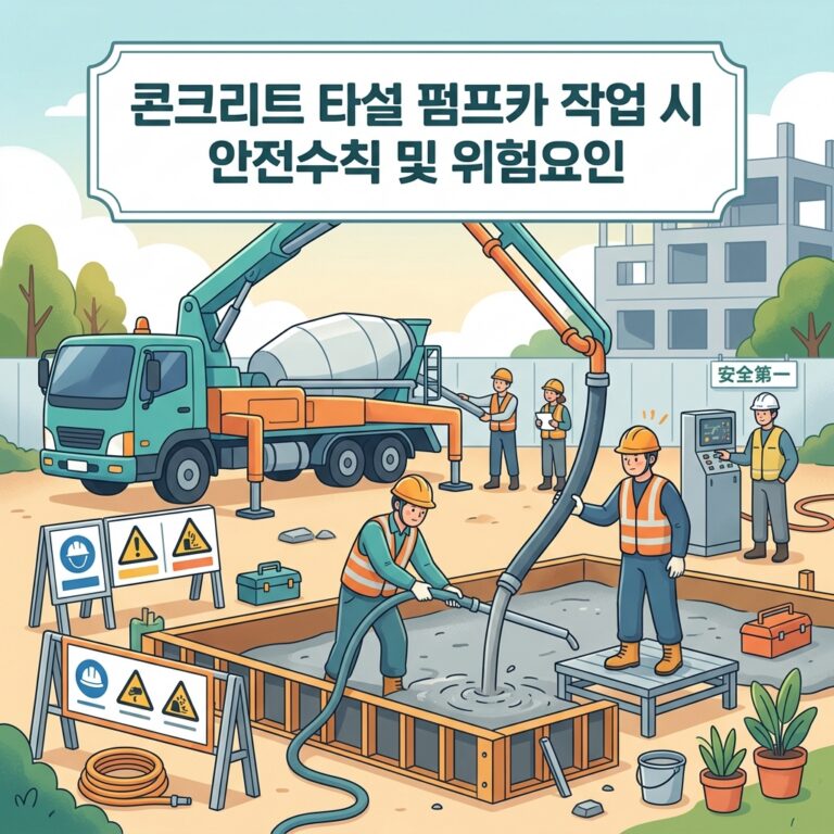 콘크리트 타설 펌프카 작업 시 안전수칙 및 위험요인