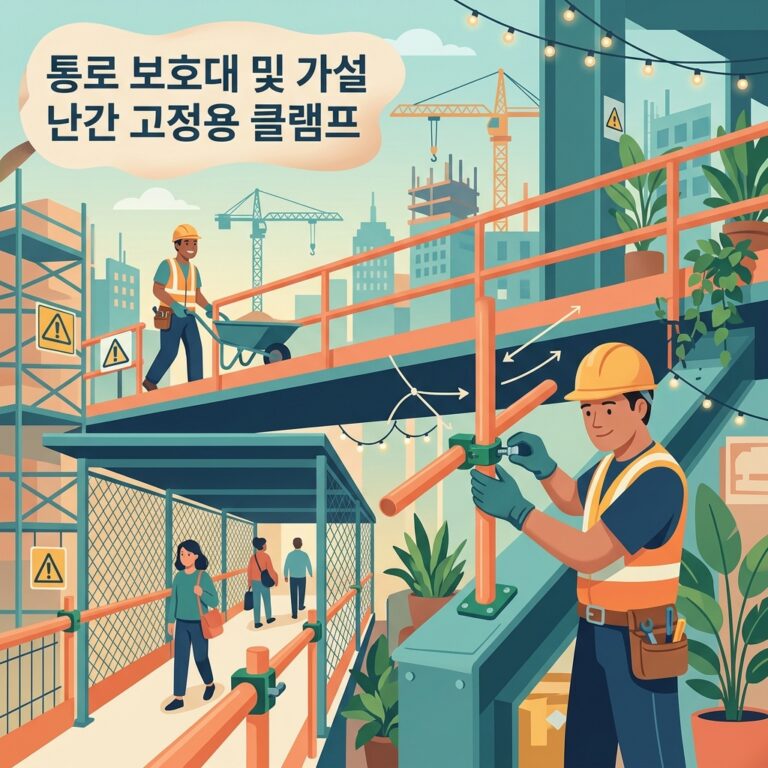 통로 보호대 및 가설 난간 고정용 클램프