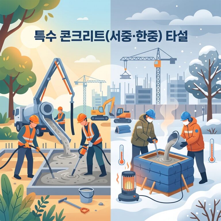 특수 콘크리트(서중·한중) 타설