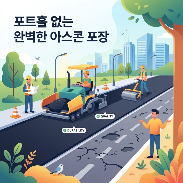 포트홀 없는 완벽한 아스콘 포장