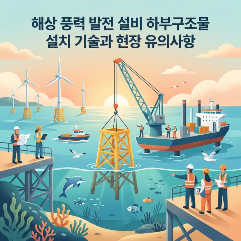 해상 풍력 발전 설비 하부구조물 설치 기술과 현장 유의사항