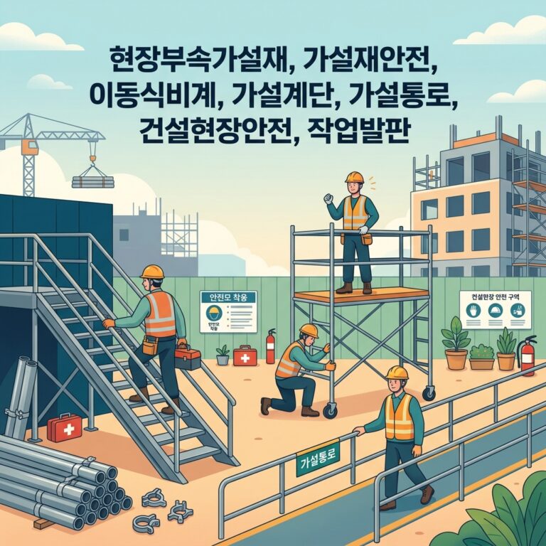 현장부속가설재, 가설재안전, 이동식비계, 가설계단, 가설통로, 건설현장안전, 작업발판